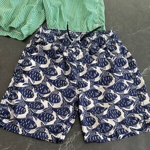 Boys jCrew Navy Blue Fish Print Swim trunks shorts size 10